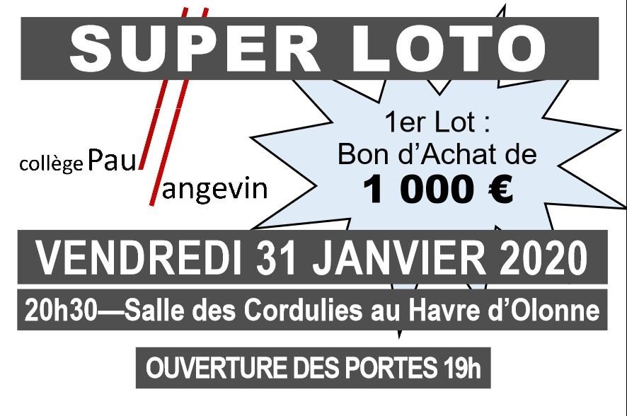 SUPER LOTO du collège le 31/01/2020