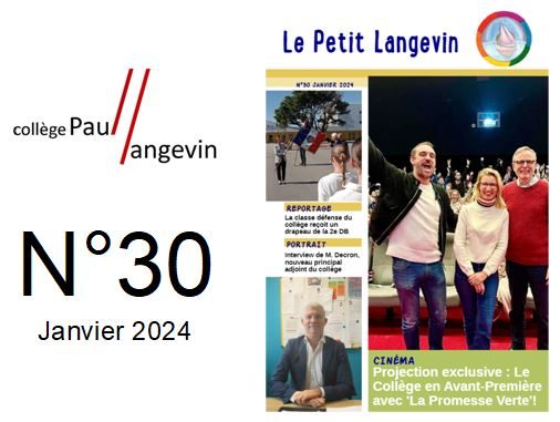 Journal du collège : Le petit Langevin N°30 (Janvier 2024)